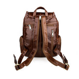 Brown Genuine Leather Unisex Casual Backpack