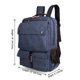 Blue Durable Canvas Rucksack Bookbag Unisex Travel Knapsack