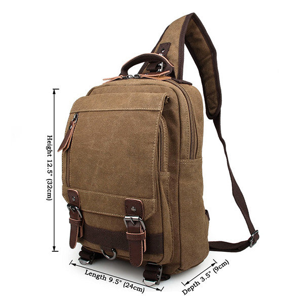 Coffee Canvas Chest Bag Sling Bag for Boy