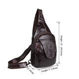 Vintage Real Leather Men Chocolate Chest Bag Backpack Messenger Bag