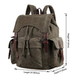 Canvas And Leather Lady&Man Trendy Backpack Bag Army Green Color