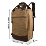 Popular Top Quality Canvas Coffee-Brown Large Capacity Mens Backpack Tote Bag