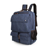 Blue Durable Canvas Rucksack Bookbag Unisex Travel Knapsack
