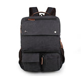 Black Canvas Rucksack Bookbag Travel Backpack