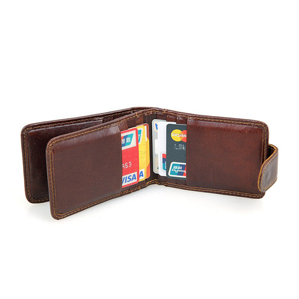 Coffee Cowhide Leather RFID Pocket Card Holder