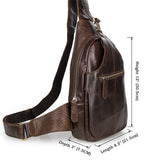 Genuine Leather Men's Backpack Cross Chest Sling Bag Coffee