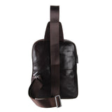 Vintage Leather Fashion Men Coffee Chest Bag Backpack