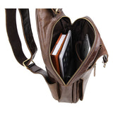 Genuine Leather Men's Backpack Cross Chest Sling Bag Coffee