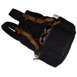 Men Casual Canvas With Leather Backpack Rucksack Bookbag Hiking Bag