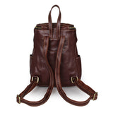 Vintage Genuine Leather Brown Small Backpack for Girls Daily Rucksack