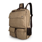 Light Brown Durable Canvas Rucksack Bookbag Unisex Travel Backpack