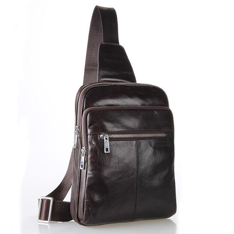 Vintage Leather Fashion Men Coffee Chest Bag Backpack Messenger Bag