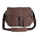 New Style Vintage Canvas and leather Men's Coffee Briefcase Messenger Bookbag