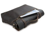 Lichee Pattern Cow Leather Men's Laptop Handbag Messenger Bag