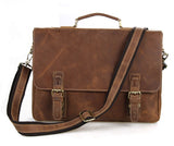Classic Men's Vintage Crazy Horse Leather Briefcase Messenger Bag
