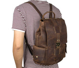 Stylish Men's Vintage Leather Travel Hiking Backpack Bag