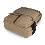 Light Brown Durable Canvas Rucksack Bookbag Unisex Travel Backpack