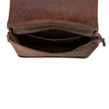 Dark Brown Genuine Vintage Leather Factory Price Men's Sling Messenger Bag Crossbody
