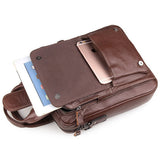 Brown Genuine Cow Leather Men's Handbag Small Sling Notebook Bag