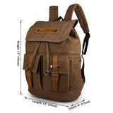 Durable Canvas Rope Top Clousre Laptop Backpack Book Knapsack Coffee