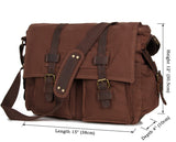 Practical Men's Leather Trimming Canvas Travel Bookbag Messenger Bag