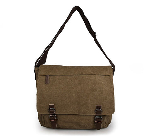Top Quality Men's Leather Trimming Canvas Travel Bookbag Should Bag
