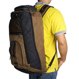 Multifunction Black+Brown Durable Canvas Sport Backpack for Sports