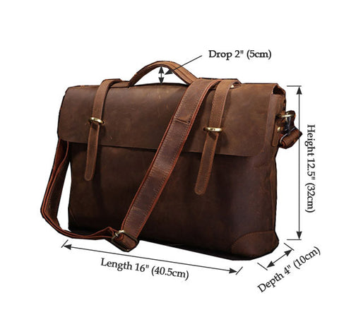 Rare Stylish Cow Leather Men's Briefcase Laptop Handbag Messenger Bag